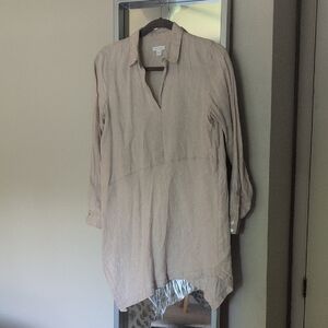 Women's Tan Linen Tunic Top